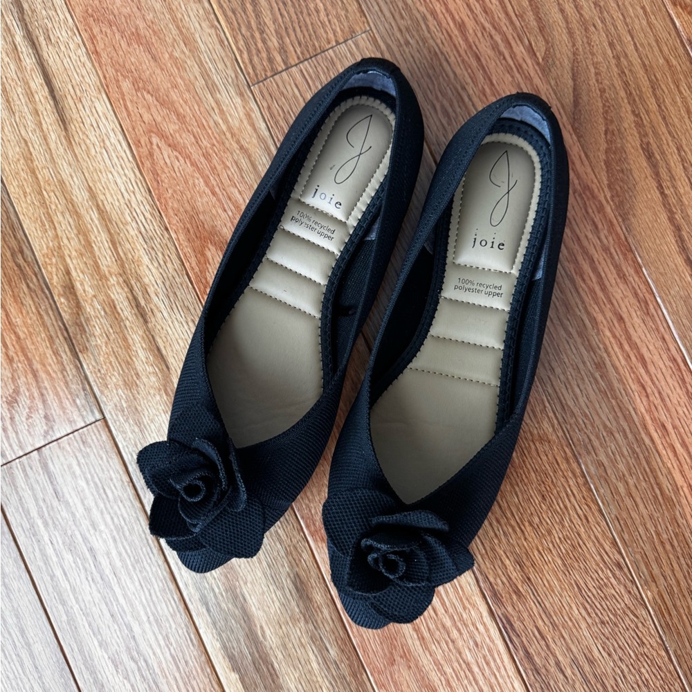 Joie Black Flats with Decorative Flowers